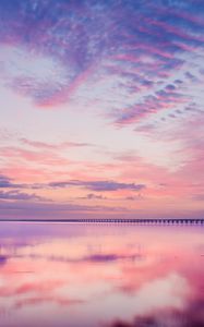 Preview wallpaper lake, water, reflection, pier, clouds, nature