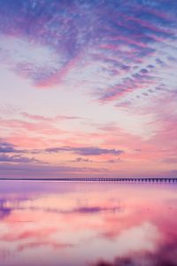 Preview wallpaper lake, water, reflection, pier, clouds, nature