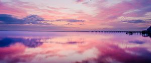 Preview wallpaper lake, water, reflection, pier, clouds, nature