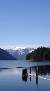 Preview wallpaper lake, water smooth surface, mountains, trees