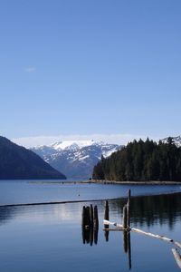 Preview wallpaper lake, water smooth surface, mountains, trees