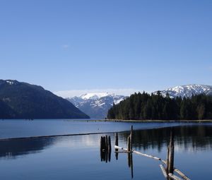 Preview wallpaper lake, water smooth surface, mountains, trees