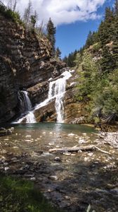 Preview wallpaper lake, waterfall, mountains, nature, stones