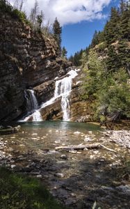 Preview wallpaper lake, waterfall, mountains, nature, stones