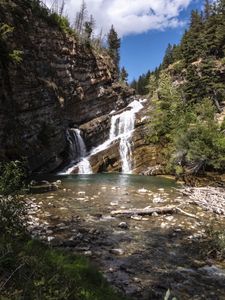 Preview wallpaper lake, waterfall, mountains, nature, stones