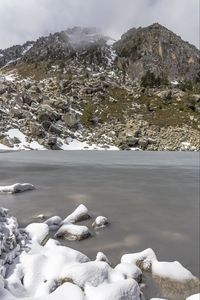 Preview wallpaper lake, winter, snow, mountains, rocks, nature