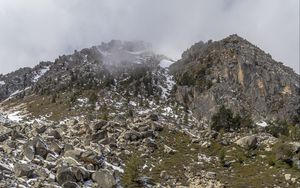 Preview wallpaper lake, winter, snow, mountains, rocks, nature