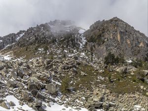 Preview wallpaper lake, winter, snow, mountains, rocks, nature