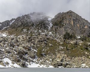 Preview wallpaper lake, winter, snow, mountains, rocks, nature