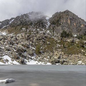 Preview wallpaper lake, winter, snow, mountains, rocks, nature