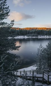 Preview wallpaper lake, winter, snow, frost, winter landscape