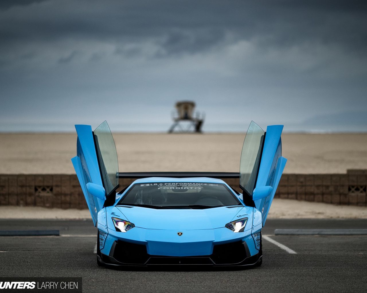 1280x1024 Wallpaper lamborghini, aventador, blue, front view
