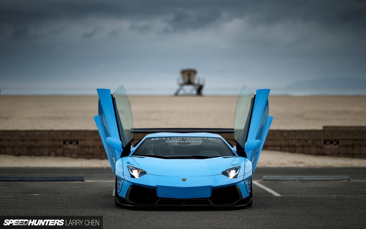 Download wallpaper 1440x900 lamborghini, aventador, blue, front view  widescreen 16:10 hd background