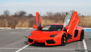 Preview wallpaper lamborghini aventador, lamborghini, car, sports car, red