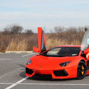 Preview wallpaper lamborghini aventador, lamborghini, car, sports car, red