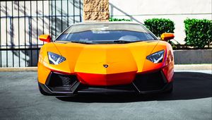 Preview wallpaper lamborghini aventador, lamborghini, car, sports car, orange