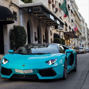 Preview wallpaper lamborghini aventador, lamborghini, car, sports car, blue