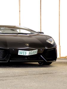 Preview wallpaper lamborghini, aventador, lp700-4, black, side view