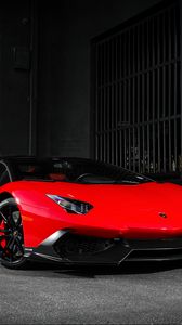 Preview wallpaper lamborghini, aventador, lp720-4, 50th anniversary, red, side view