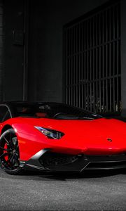 Preview wallpaper lamborghini, aventador, lp720-4, 50th anniversary, red, side view