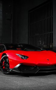 Preview wallpaper lamborghini, aventador, lp720-4, 50th anniversary, red, side view