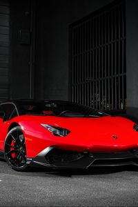 Preview wallpaper lamborghini, aventador, lp720-4, 50th anniversary, red, side view