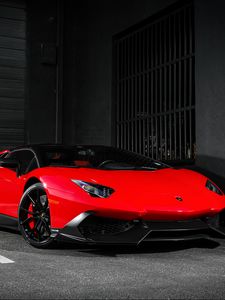 Preview wallpaper lamborghini, aventador, lp720-4, 50th anniversary, red, side view