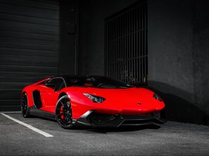 Preview wallpaper lamborghini, aventador, lp720-4, 50th anniversary, red, side view