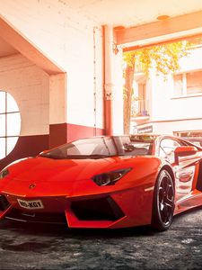 Preview wallpaper lamborghini, aventador, lp 700-4, red