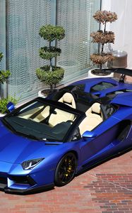 Preview wallpaper lamborghini aventador roadster, lamborghini, car, blue