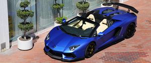 Preview wallpaper lamborghini aventador roadster, lamborghini, car, blue