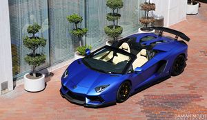 Preview wallpaper lamborghini aventador roadster, lamborghini, car, blue