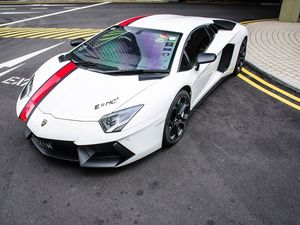 Preview wallpaper lamborghini aventador, white, sports car