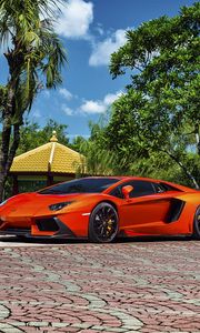 Preview wallpaper lamborghini, aventador-v, lp 740-4, red, side view