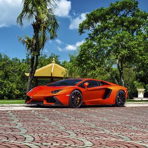 Preview wallpaper lamborghini, aventador-v, lp 740-4, red, side view