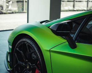 Preview wallpaper lamborghini, car, green, wheel