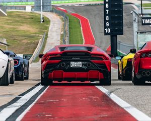 Preview wallpaper lamborghini, car, red, race, track