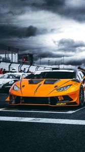 Preview wallpaper lamborghini, car, sports car, orange, racing