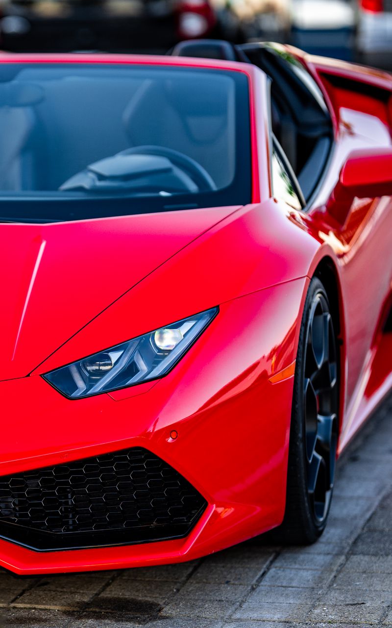 800x1280 Wallpaper lamborghini, car, sports car, red, front view