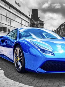 Preview wallpaper lamborghini, car, sportscar, blue
