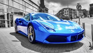 Preview wallpaper lamborghini, car, sportscar, blue