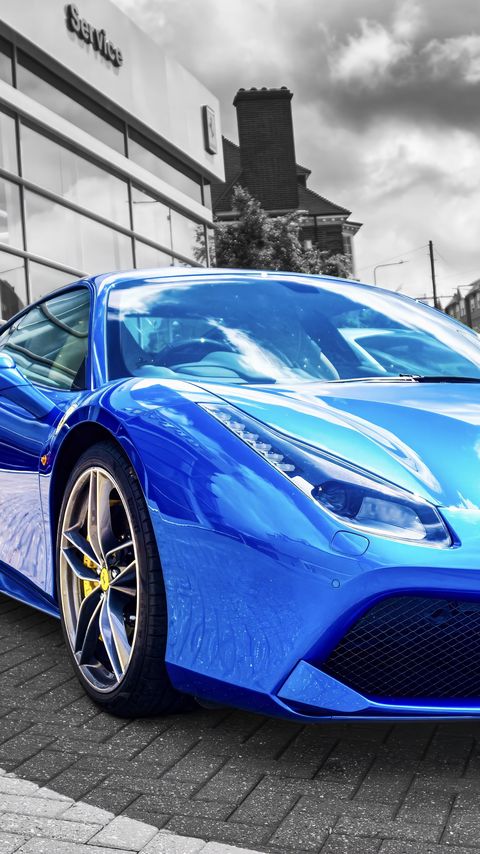 480x854 Wallpaper lamborghini, car, sportscar, blue