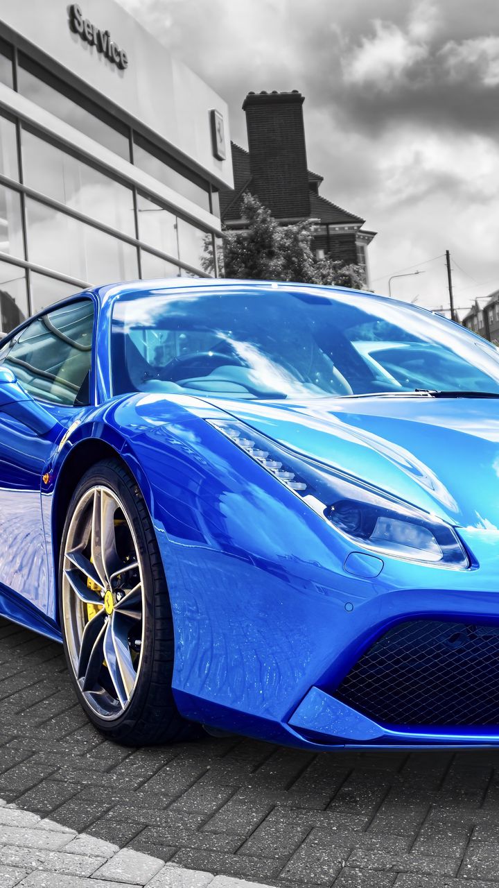 720x1280 Wallpaper lamborghini, car, sportscar, blue