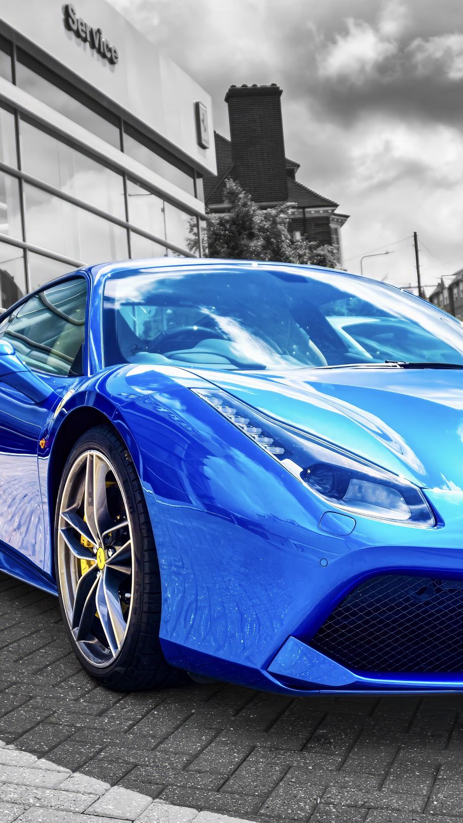 938x1668 Wallpaper lamborghini, car, sportscar, blue
