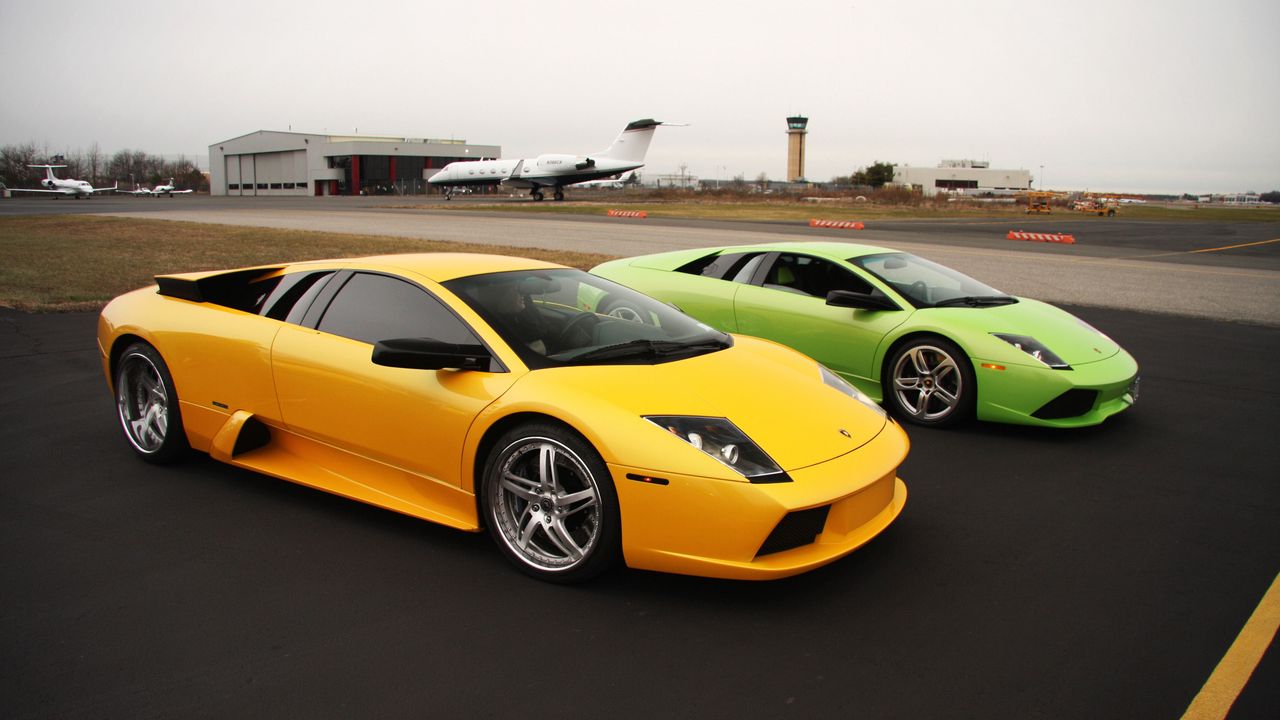 Wallpaper lamborghini, cars, sports cars, yellow, green, parking