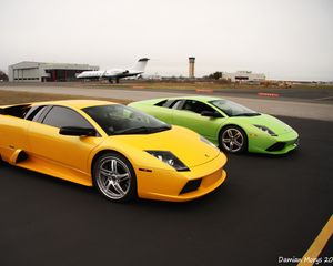 Preview wallpaper lamborghini, cars, sports cars, yellow, green, parking