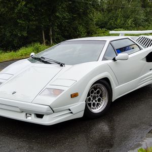 Preview wallpaper lamborghini, countach, white, side view