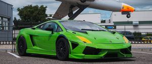 Preview wallpaper lamborghini gallardo, lamborghini, sports car, airplane, car