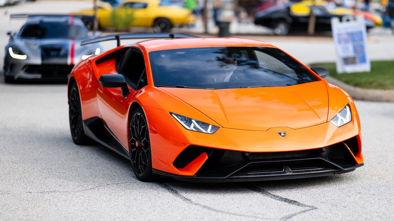 Wallpaper lamborghini huracan, lamborghini, car, orange, sports car