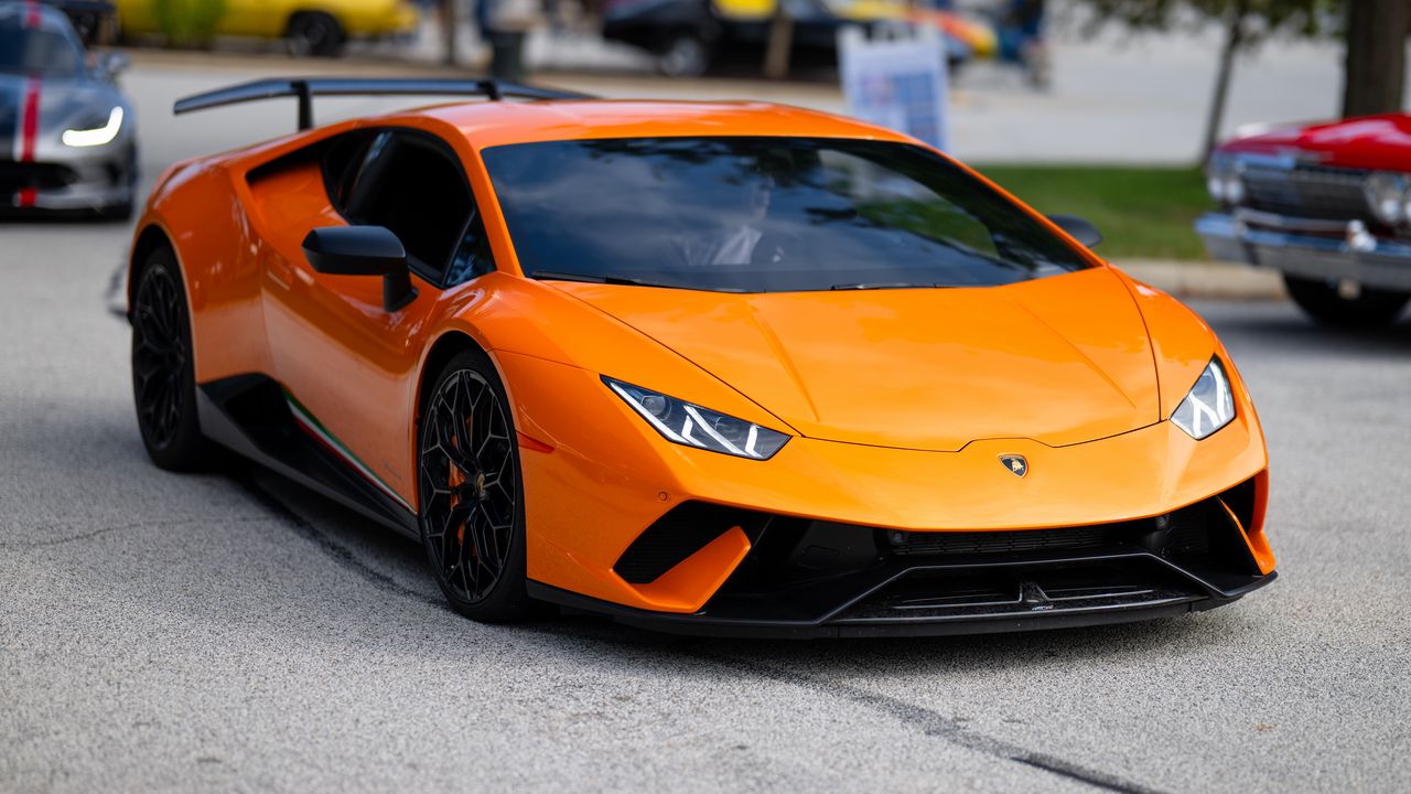 Wallpaper lamborghini huracan, lamborghini, car, sports car, orange, street